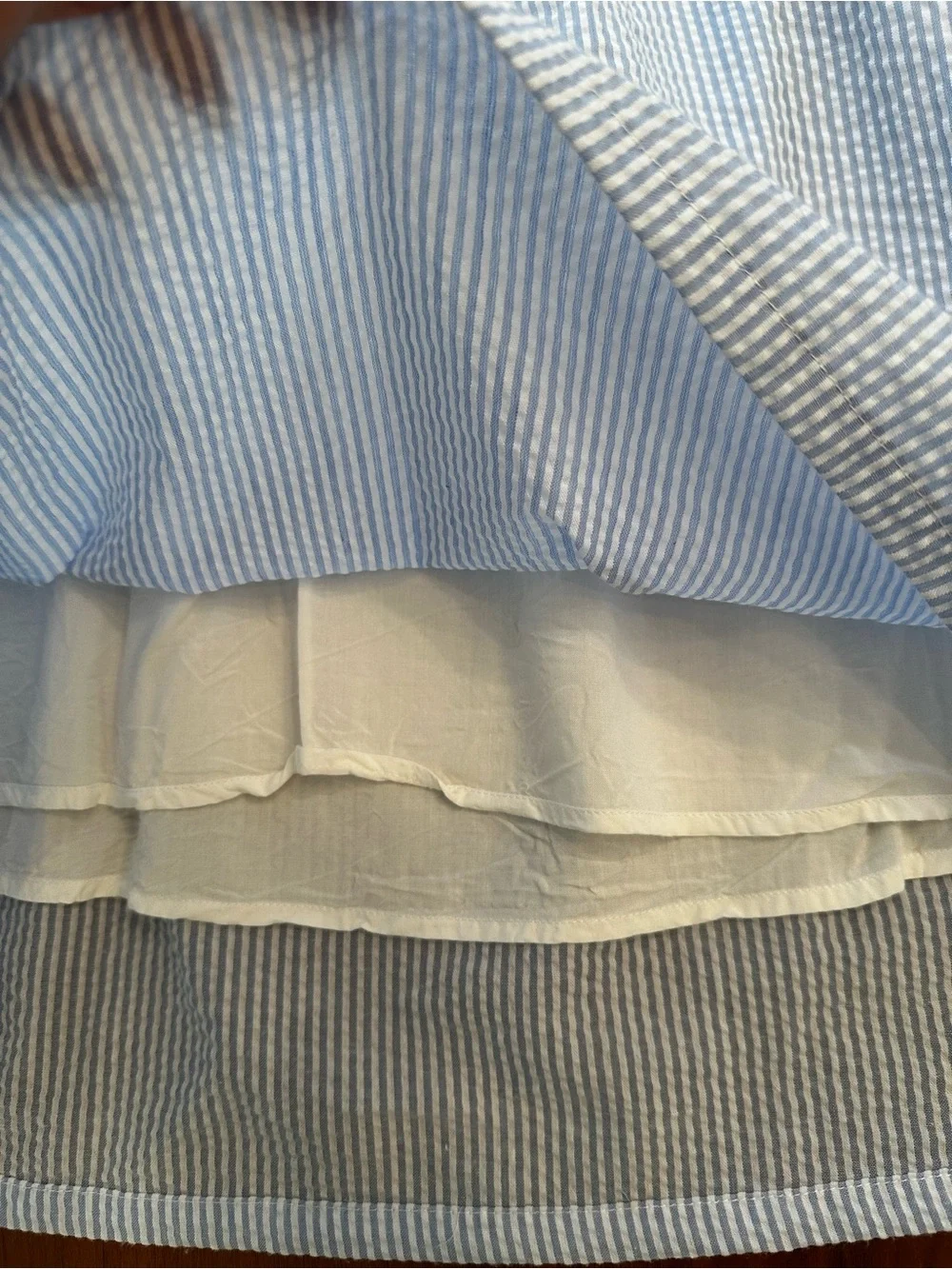 Cecil and Lou Monogrammed “bPq” Blue & White Seersucker Girls Dress size 5
